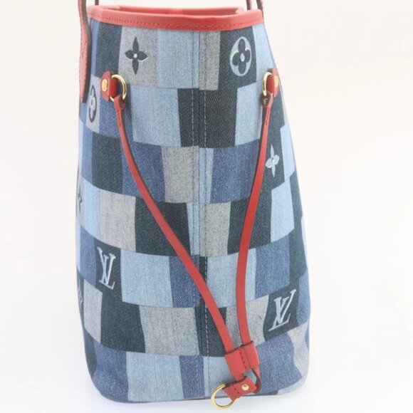 LOUIS VUITTON Monogram Denim Neverfull MM Tote Bag Blue M44981 LV Auth 22325S - Picture 4 of 16